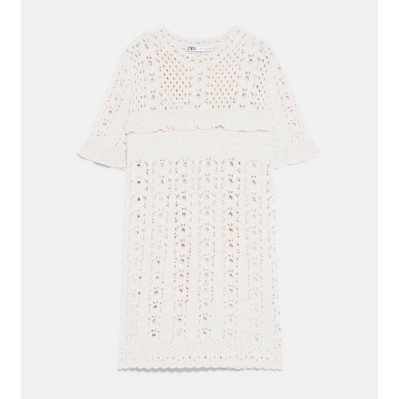 Zara Dresses Zara Cream Pointelle Knit Dress M Poshmark
